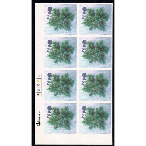 2002 Christmas 2nd. IMPERFORATE CYLINDER BLOCK OF 8. SG 2321b