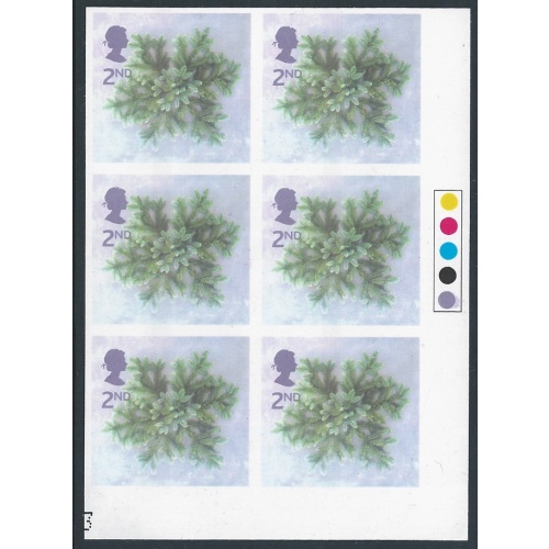 2002 Christmas 2nd. IMPERFORATE TRAFFIC LIGHT BLOCK OF 6. SG 2321b