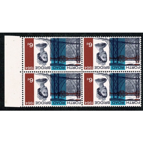 1964 Forth Road Bridge (ord). WATERMARK INVERTED marginal block of four. SG 660Wi.
