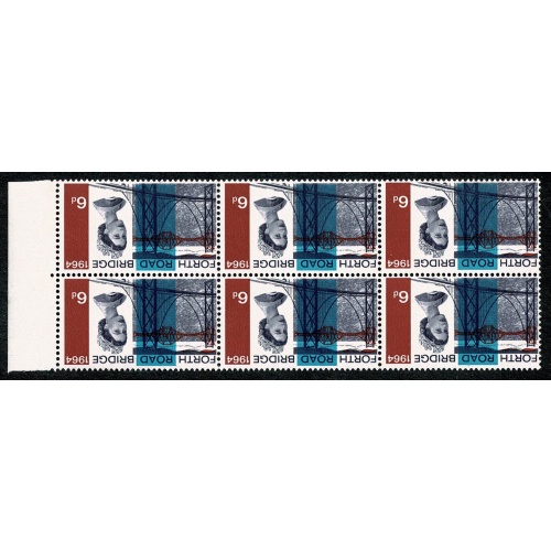 1964 Forth Road Bridge (ord). WATERMARK INVERTED marginal block of sic. SG 660Wi.