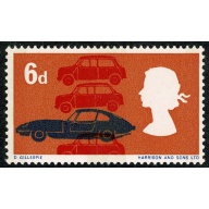 1966  British Technology 6d (phos). PHOSPHOR BANDS PRINTED ON GUMMED SIDE. SG 702p var.