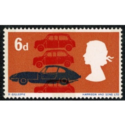 1966  British Technology 6d (phos). PHOSPHOR BANDS PRINTED ON GUMMED SIDE. SG 702p var.