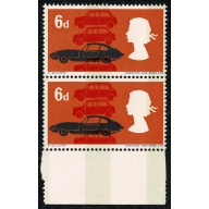 1966  British Technology 6d (phos). PHOSPHOR BANDS PRINTED ON GUMMED SIDE. Marginal pair SG 702p var.