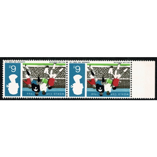 1966 World Cup 6d (ord).UM marginal pair WATERMARK INVERTED. SG 694Wi