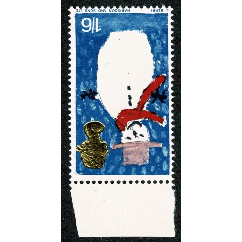 1966 Christmas 1/6 (ord). UM marginal single WATERMARK INVERTED. SG 714Wi.