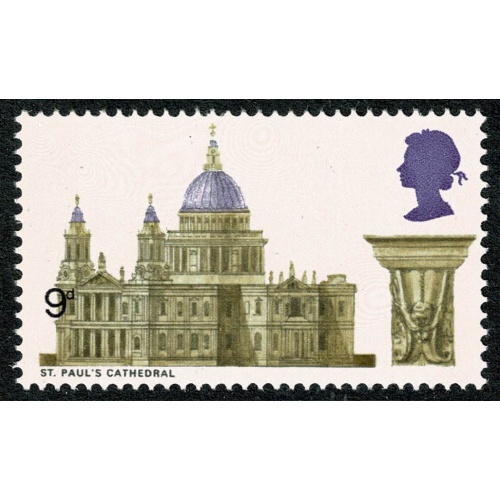 1969 Cathedrals 9d. SHIFT OF BLACK (value). SG 800 var.