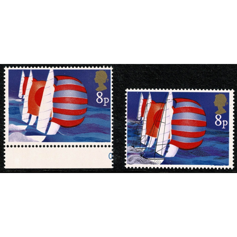 1975 Sailing 8p MISSING BLACK. SG 981a.