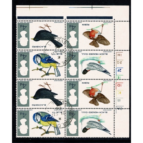 1966 Birds 4d (ord). WATERMARK INVERTED. Fine Used Cylinder block SG 696aWi.