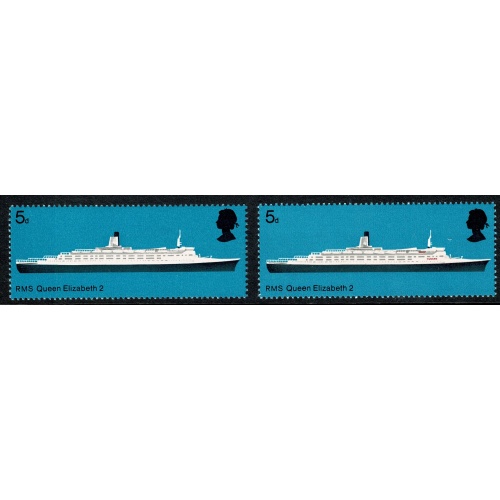 1969 Ships 5d. Error MISSING RED. SG 778c.