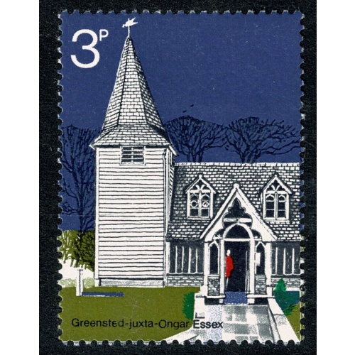 1972 Churches 3p. MISSING GOLD & MISSING PHOSPHOR. SG 904ya